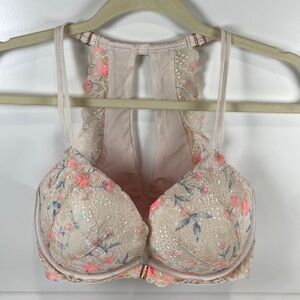 Pink Victoria's Secret date pushup bra‎ lace front clasp